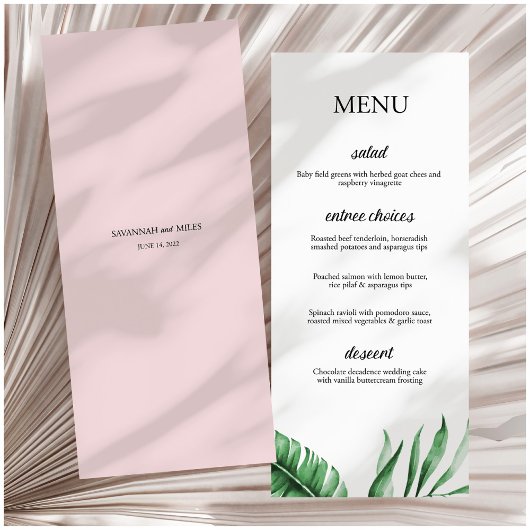 Tropical Green Palm Leaf Mariage/Event Menu