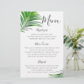 Tropical Green Palm Tree Feuille Reception Menu (Debout devant)