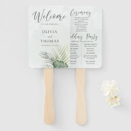Tropical Green Palm Wedding Program Handwaaier