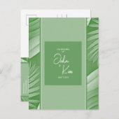 Tropical Green Theme Wedding Invitation Briefkaart (Voorkant / Achterkant)