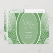 Tropical Green Wedding Aankondiging Briefkaart (Voorkant / Achterkant)