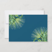 Tropical Greenery Blue Beach Wedding Carte RSVP (Dos)