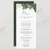Tropical Greenery Botanical Summer Boho Wedding Menu (Voorkant / Achterkant)