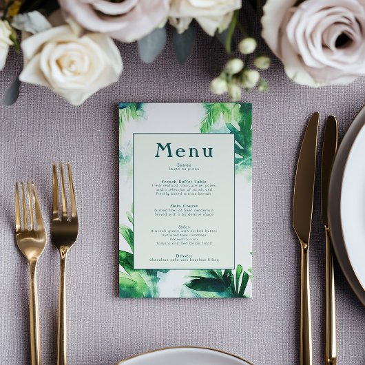 Tropical Greenery Botanische viering blad Menu