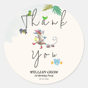 Tropical Greenery Forest Dier Dank u Ronde Sticker