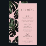 Tropical Greenery Rose Destination Menu Mariage<br><div class="desc">Ce menu mariage émeraude rose avec motif feuille monstère s'ajoutera à votre décor tropical,  destination ou de mariage sur la plage. Tout le texte est modifiable,  il suffit de cliquer sur "Personnaliser ce modèle". Des articles correspondants,  y compris la suite de Faire-part de mariage,  sont également disponibles.</div>