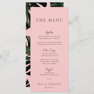 Tropical Greenery Rose Destination Menu Mariage