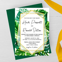 Tropical Greenery Wedding Invitation Kaart