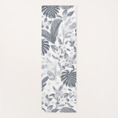 Tropical Grey Foliage Floral White Pattern Yogamat (Voorkant)