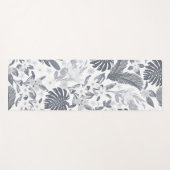 Tropical Grey Foliage Floral White Pattern Yogamat (Voorkant (horizontaal))