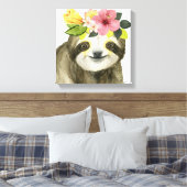 Tropical Halo | Sweet Sloth Canvas Afdruk (Insitu (Slaapkamer))