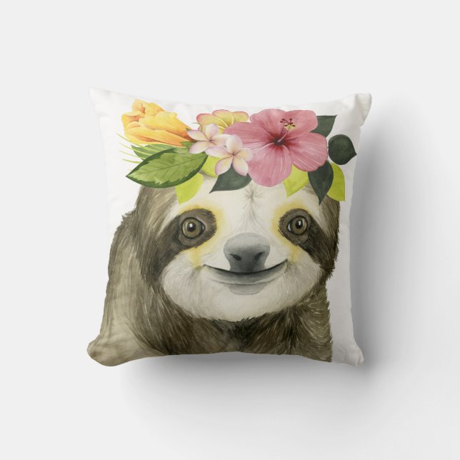 Tropical Halo | Sweet Sloth Kussen (Voorkant)