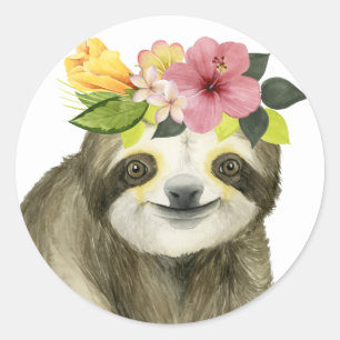 Tropical Halo   Sweet Sloth Ronde Sticker