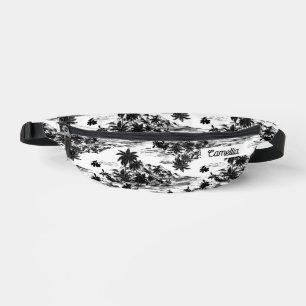 Tropical Hawaï Nom Personnalisé Noir & Blanc