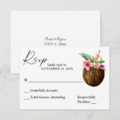 Tropical Hawaiian Floral Coconut Tree RSVP (Devant / Derrière)