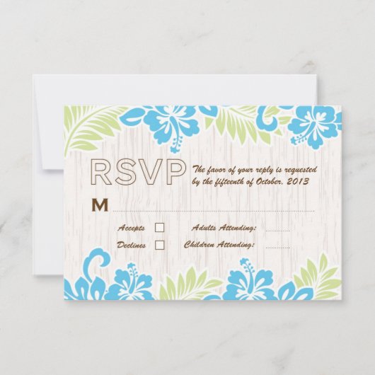Tropical Hawaiian RSVP Turquoise (Devant)