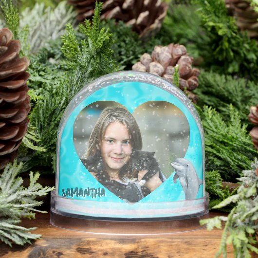 Tropical Heart Photos Grandkids Gift Snow Globe (Hiver)