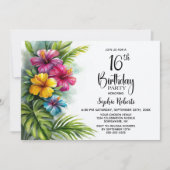 Tropical Hibiscus 16th Birthday Party Kaart (Voorkant)