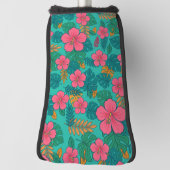 Tropical Hibiscus and Palm Leaf Pattern Golfheadcover (Draai 90)
