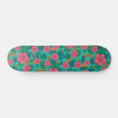 Tropical Hibiscus and Palm Leaf Pattern  Skateboard (Horizontaal)