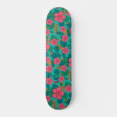 Tropical Hibiscus and Palm Leaf Pattern  Skateboard (Voorkant)