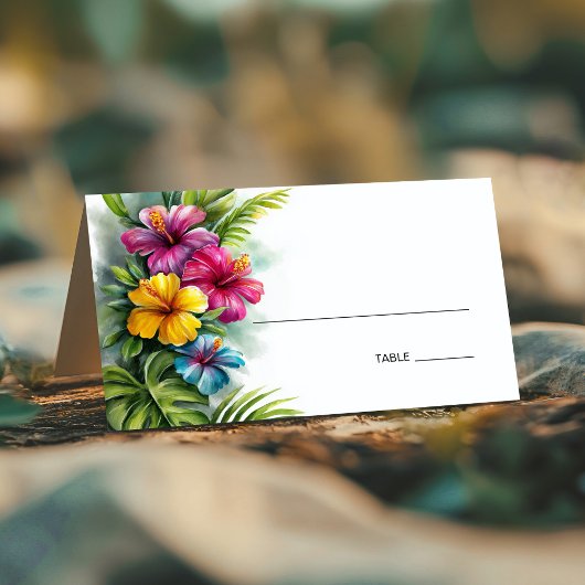 Tropical Hibiscus Wedding Place Card