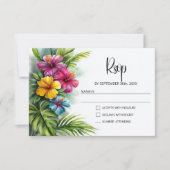 Tropical Hibiscus Wedding RSVP (Devant)