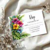 Tropical Hibiscus Wedding RSVP Kaartje