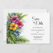 Tropical Hibiscus Wedding Save the Date (Devant)
