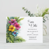 Tropical Hibiscus Wedding Save the Date (Debout devant)