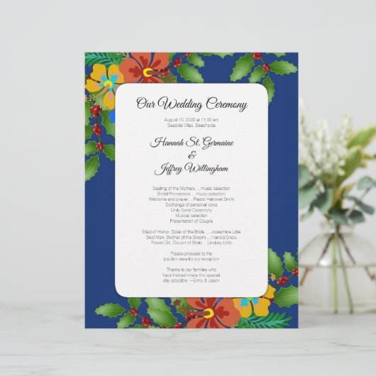 Tropical Holiday Theme Beach Wedding Programme (Debout devant)