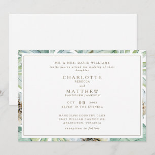 Tropical Horizontal Gold Faire-part de mariage bla