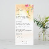 Tropical Hot Pink Freesia Watercolor Menu (Debout devant)