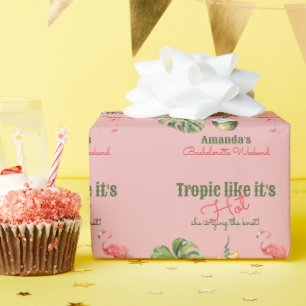 Tropical Hot Pink Palm Springs vrijgezellenfeest Cadeaupapier