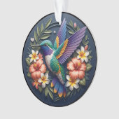 Tropical Hummingbird Ornament – Colorful Floral (devant)