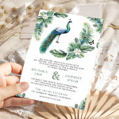 Tropical Indian Peacock Floral All in One Wedding Kaart