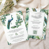 Tropical Indian Peacock Floral All in One Wedding Kaart