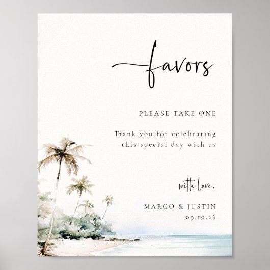 Tropical Island Beach Bruiloft gunst teken Poster (Voorkant)