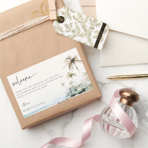 Tropical Island Beach bruiloft welkomsttas Rechthoekige Sticker