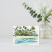 Tropical Island Beach Palm Tree Visitekaartje (Staand voorkant)
