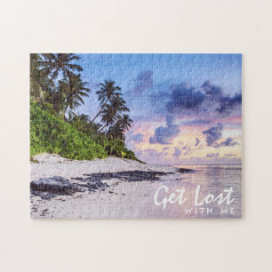 Tropical Island Beach Sunset verdwalen Legpuzzel