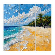 Tropical Island Beach Triptyque Wall Art