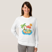 Tropical Island Beach Turtle Palm Tree Picnic T-shirt (Voorkant volledig)