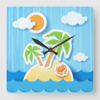 Tropical island, Clock Vierkante Klok