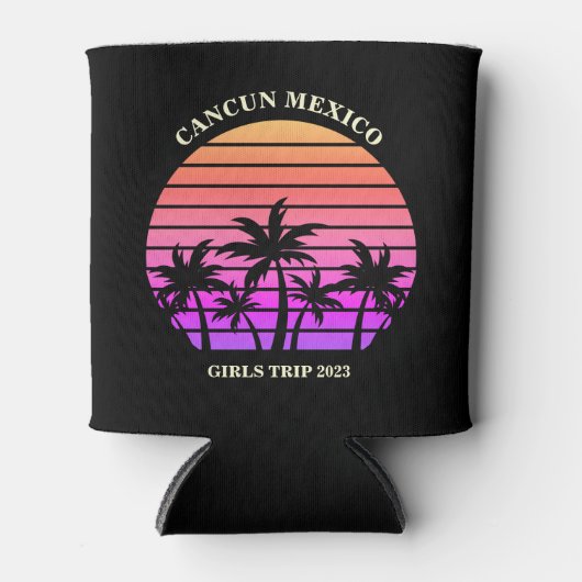 Tropical Island Custom Beach Palm Tree Meisjes Tri Blikjeskoeler (Voorkant)