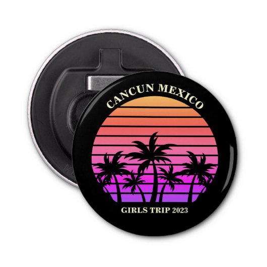 Tropical Island Custom Beach Palm Tree Meisjes Tri Button Flesopener (Voorkant)