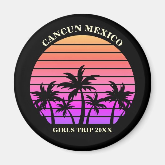 Tropical Island Custom Beach Palm Tree Meisjes Tri Magneet (Voorkant)