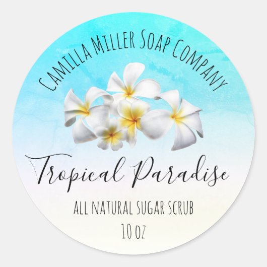 Tropical Island Floral Sugar Scrub Étiquette de pr (Devant)