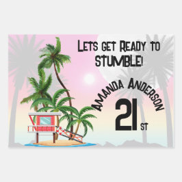 Tropical Island Palm Sunset Uitnodiging Inpakpapier Vel