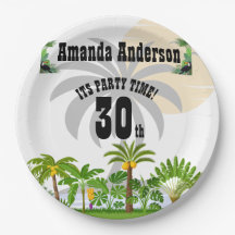 Tropical Island Palm Tree Sunset Paper Bord
